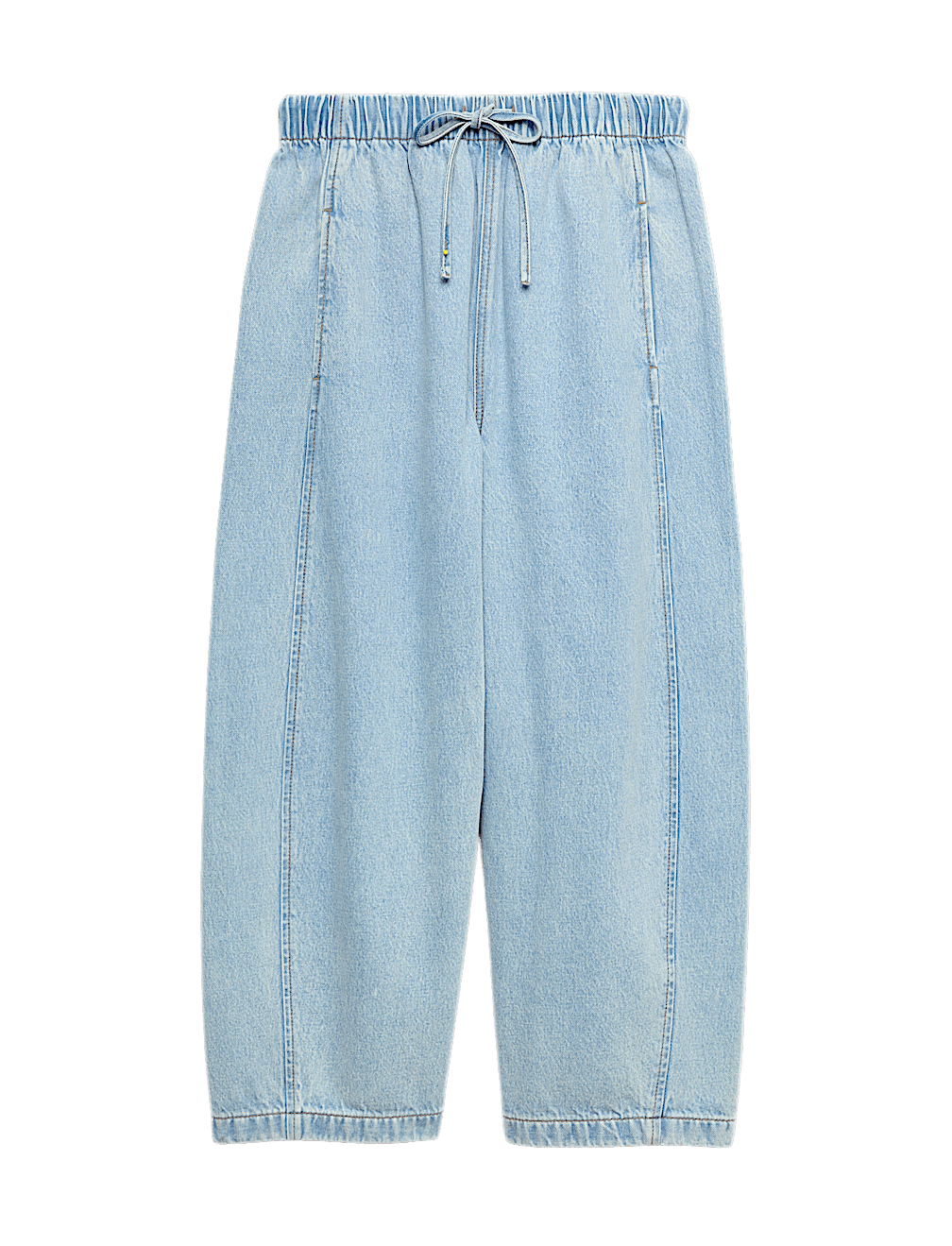 Pull On High Waisted Barrel Leg Jeans