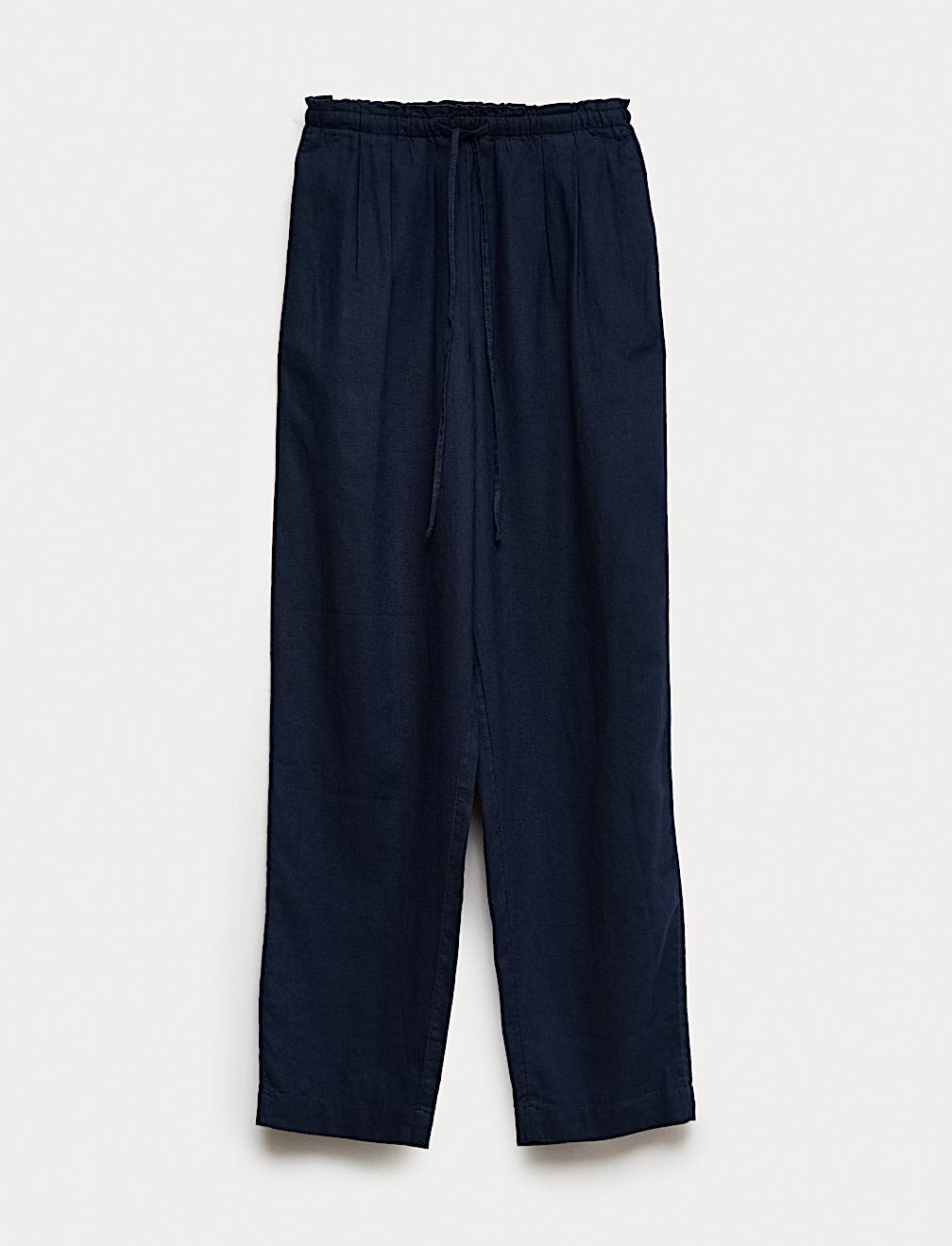 Linen Rich Elasticated Waist Tapered Trousers