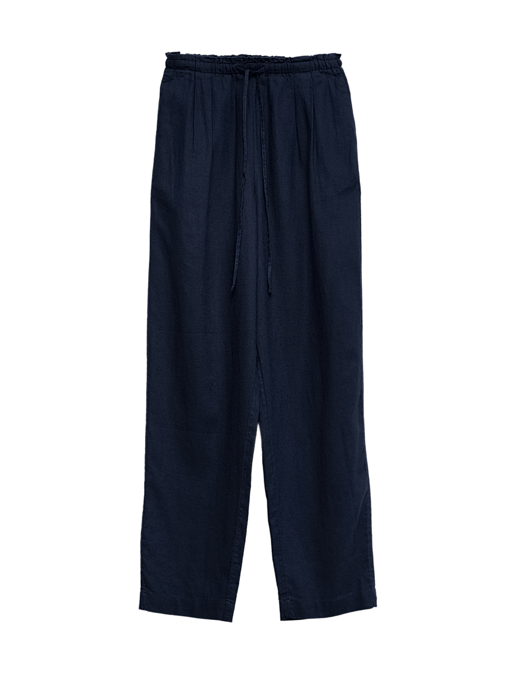 Linen Rich Elasticated Waist Tapered Trousers