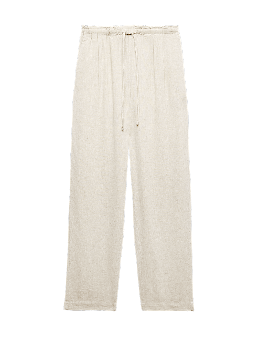Linen Rich Elasticated Waist Tapered Trousers