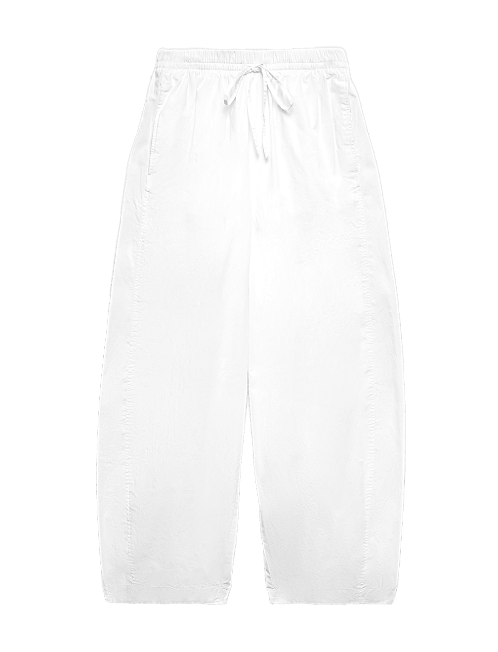 Pure Cotton Drawstring Barrel Leg Ankle Grazer Trousers