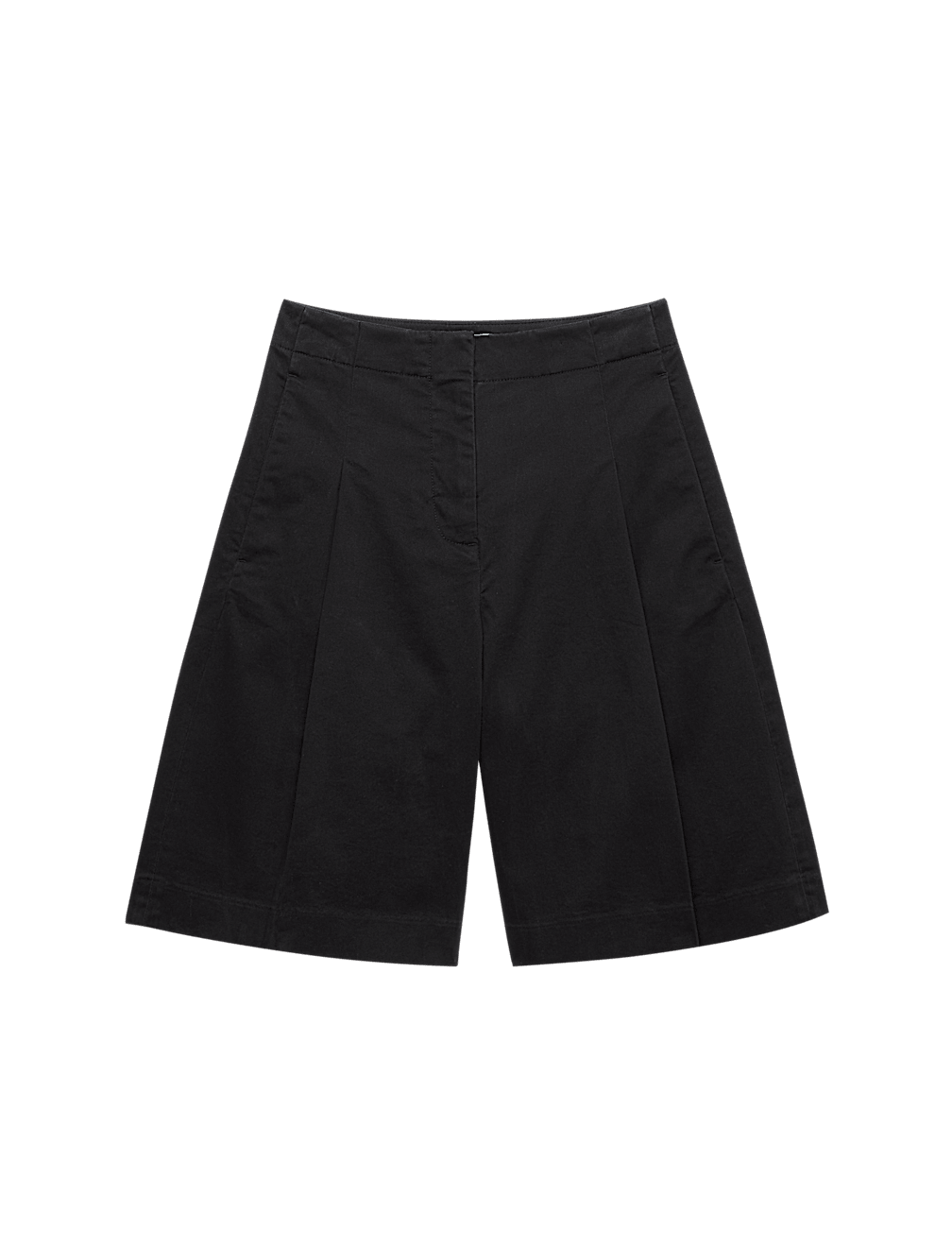 Cotton Rich High Waisted Pleat Front Bermuda Shorts