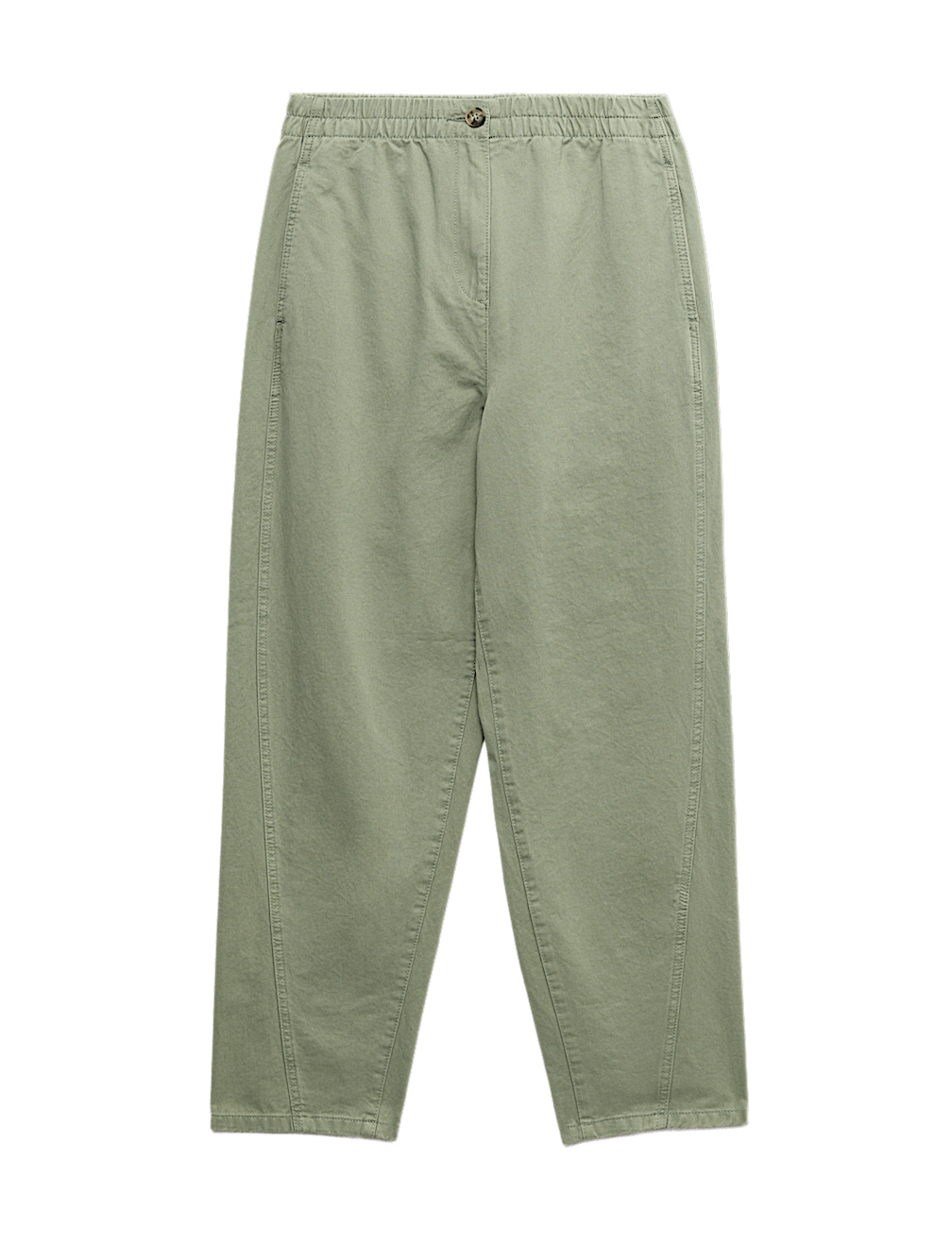 Pure Cotton Elasticated Waist Carrot Leg Trousers
