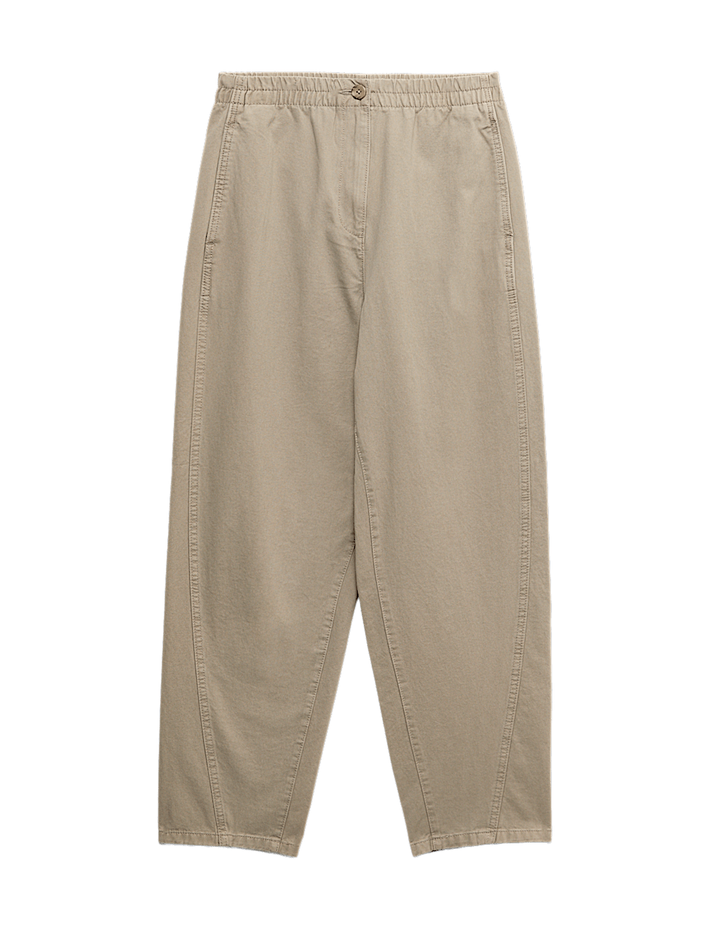 Pure Cotton Elasticated Waist Carrot Leg Trousers