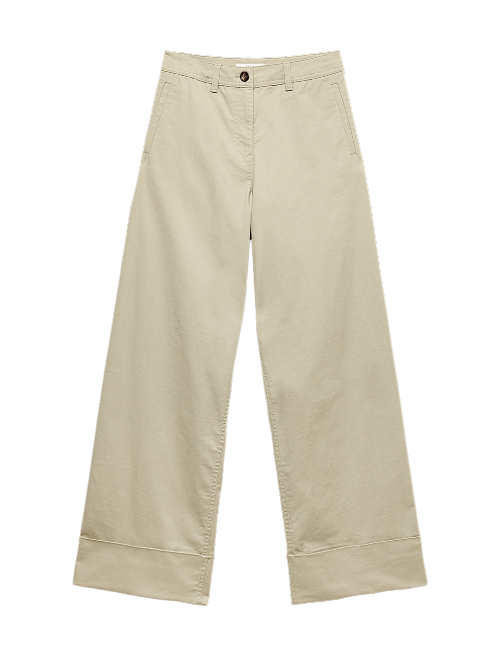 Cotton Rich Turn Up Wide Leg Chinos