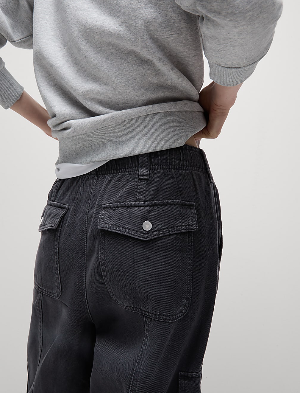Twill Cargo Drawstring Trousers