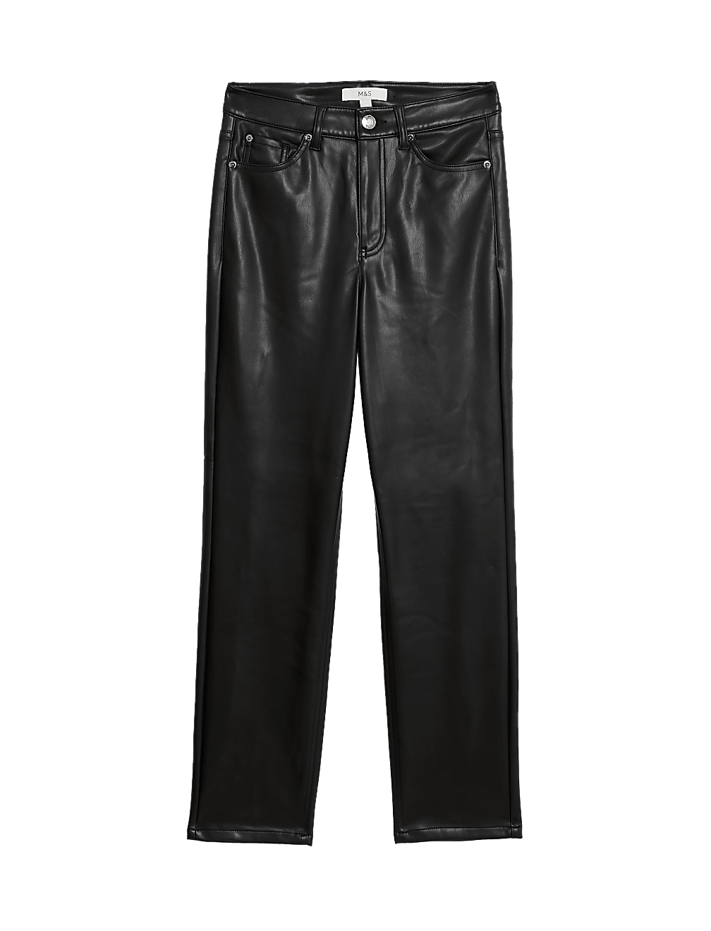Faux Leather Straight Leg Trousers