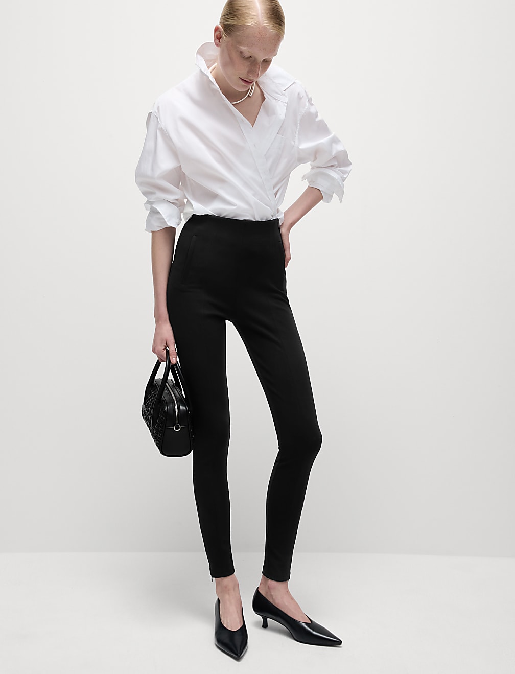 Ponte High Waisted Ankle Grazer Leggings