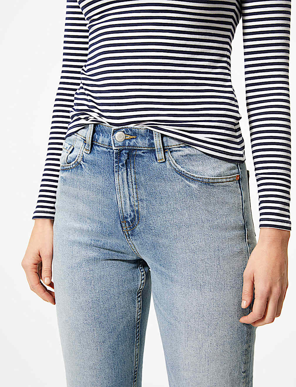 High Waist Straight Leg Ankle Grazer Jeans
