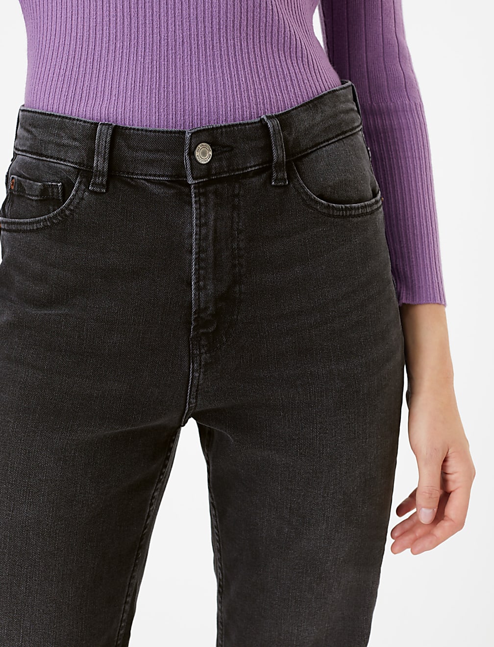 High Waist Ankle Grazer Jeans