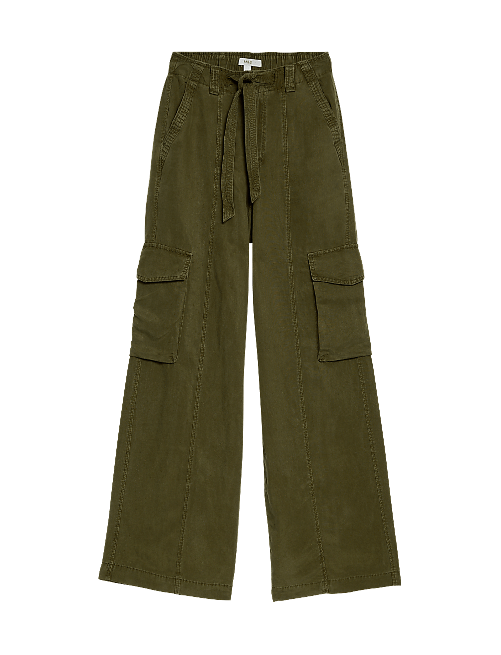 Lyocell Blend Utility Wide Leg Trousers
