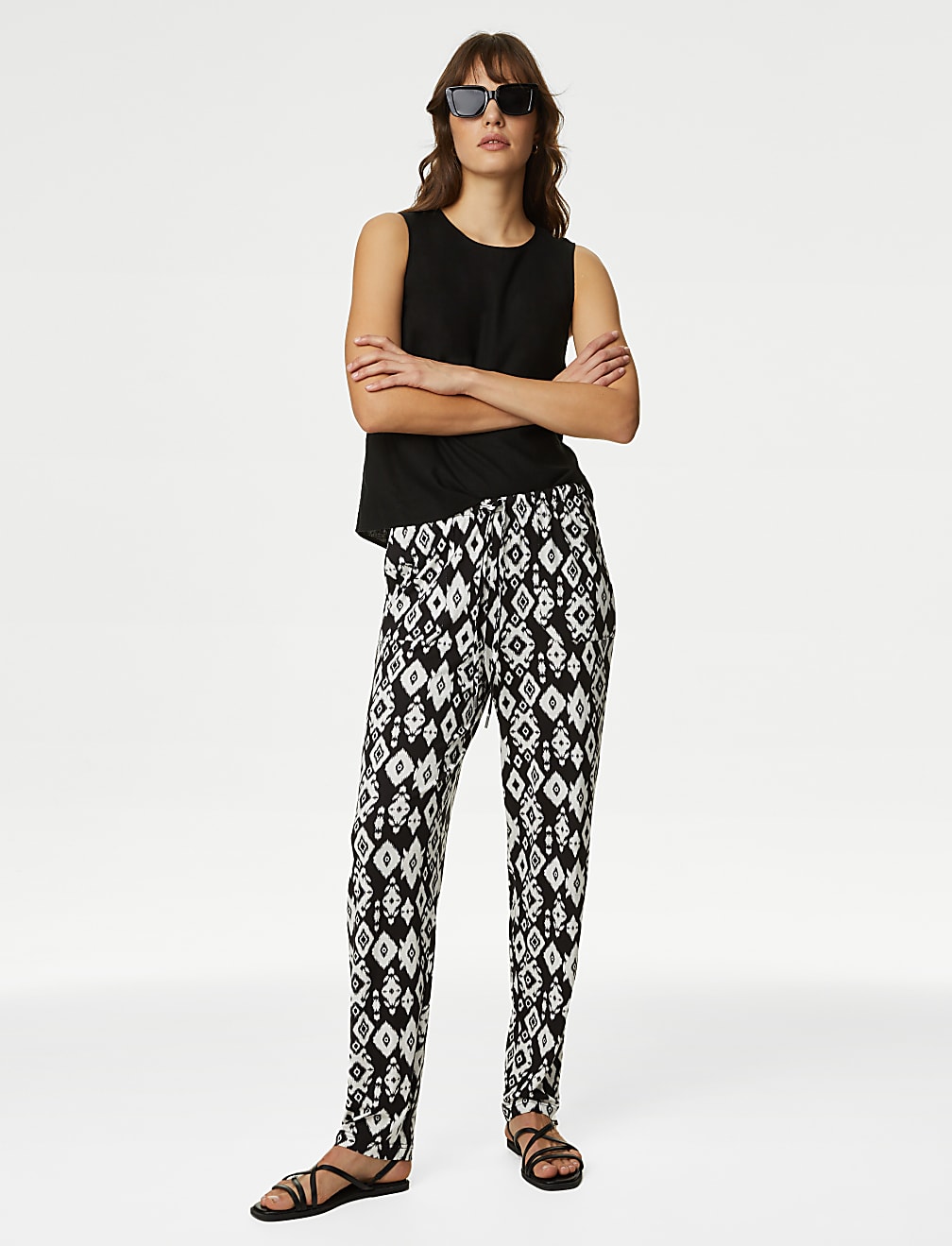 Jersey Drawstring Tapered Trousers