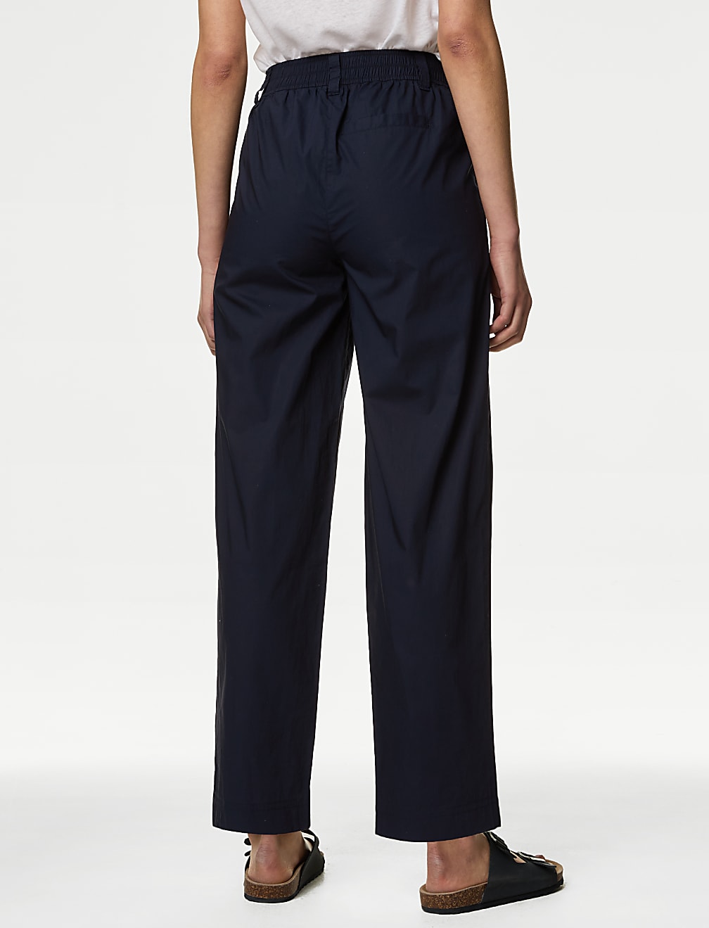 Pure Cotton Pull On Straight Leg Trousers