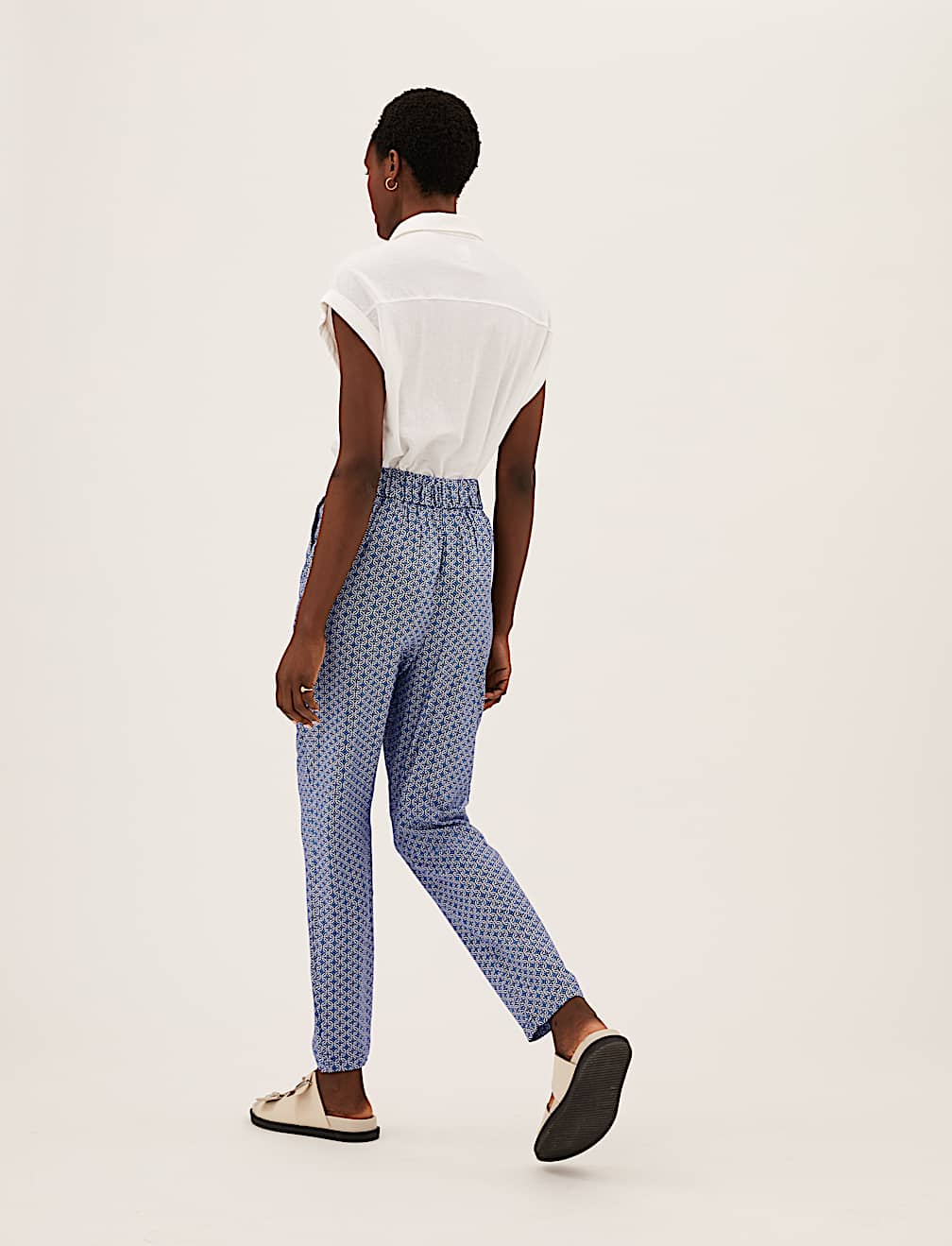 Printed Tapered Ankle Grazer Trousers