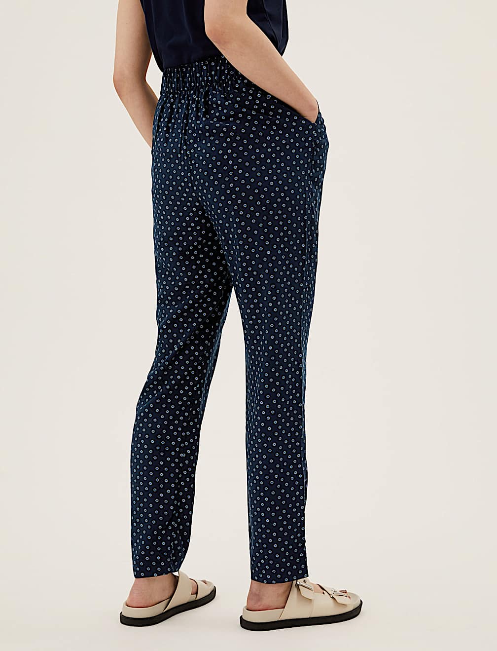 Printed Tapered Ankle Grazer Trousers