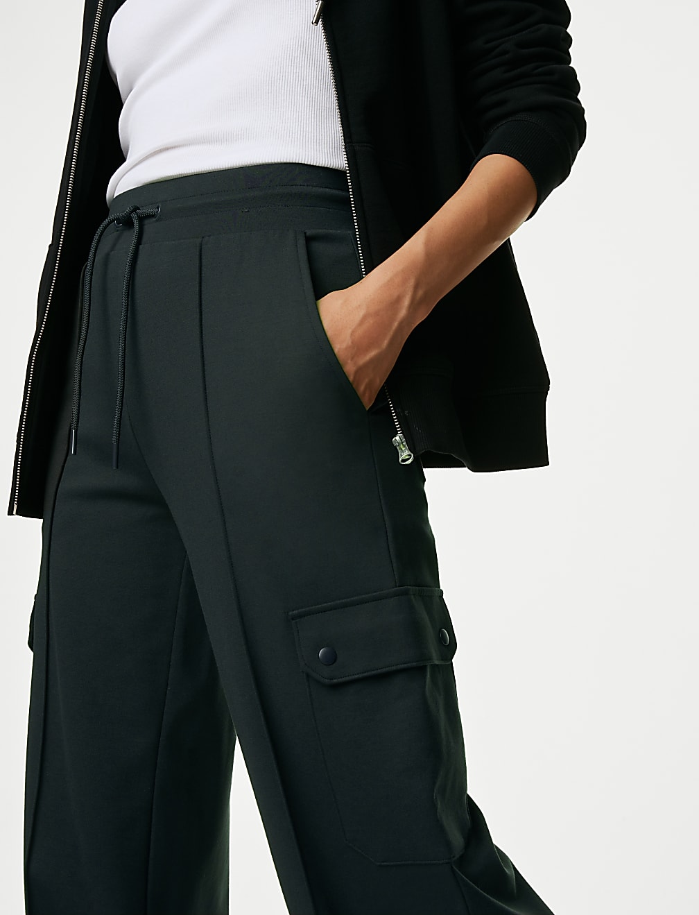 Ponte Utility Wide Leg Trousers