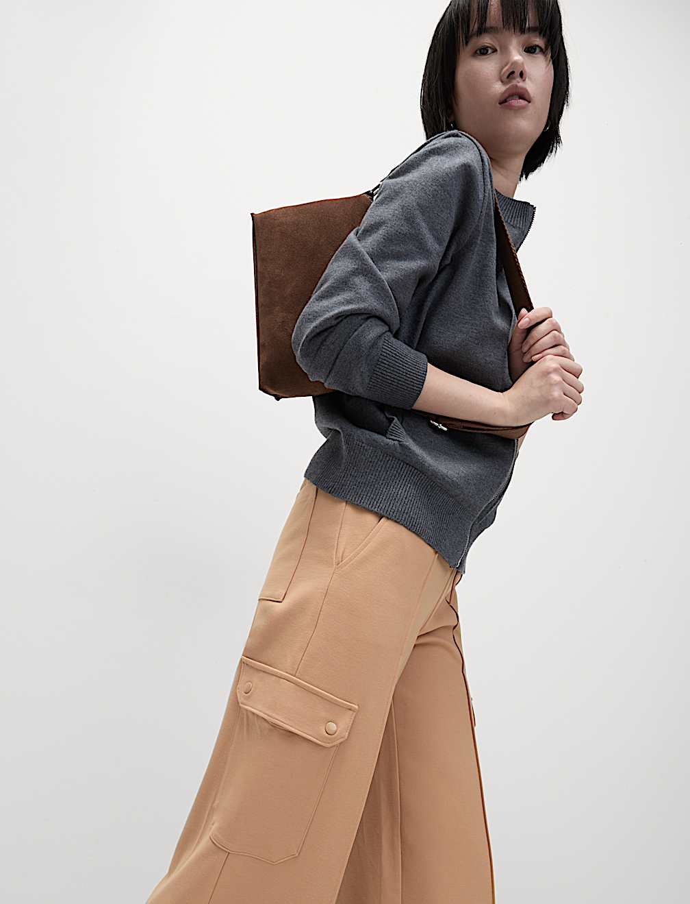 Ponte Utility Wide Leg Trousers