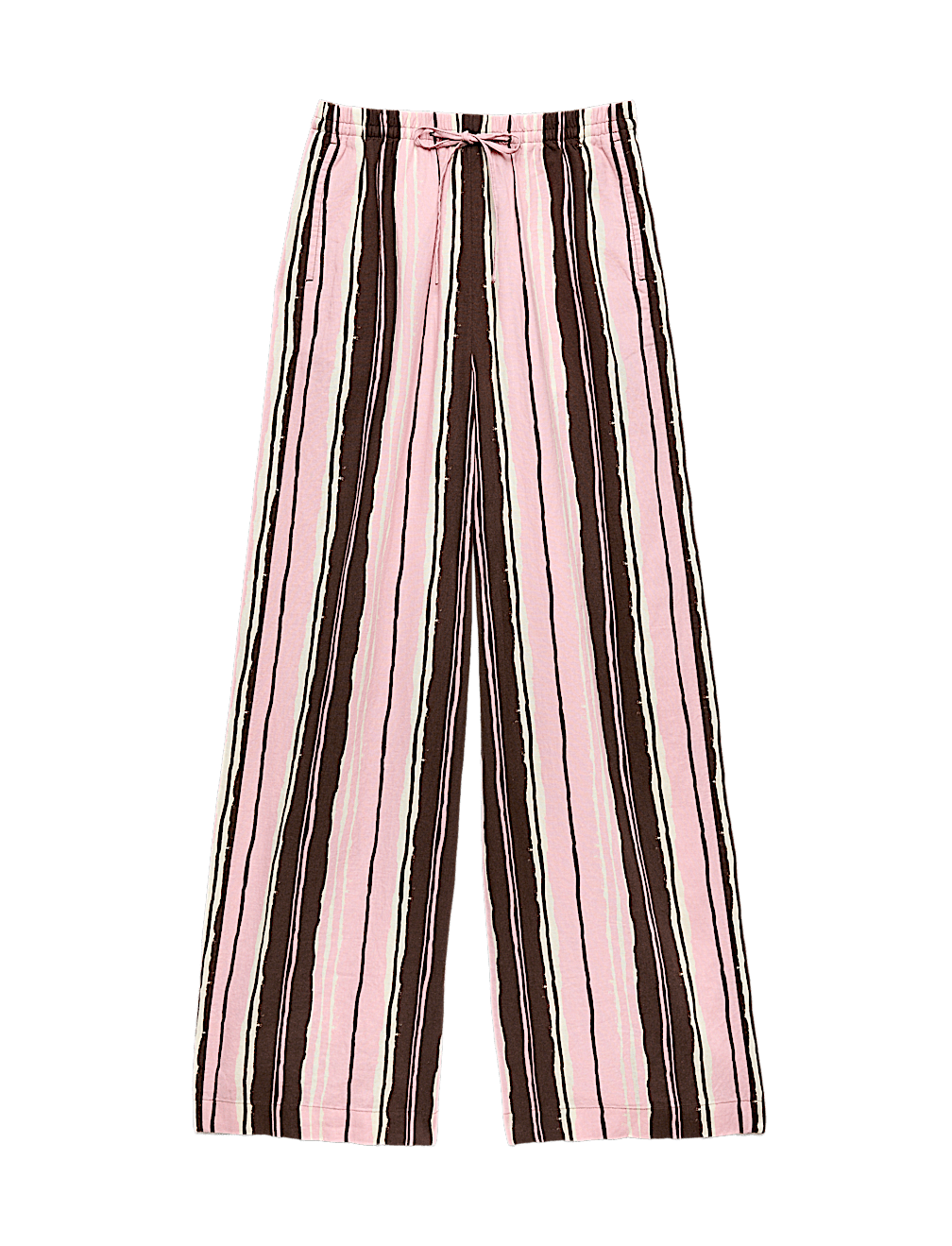 Linen Rich Striped Wide Leg Trousers