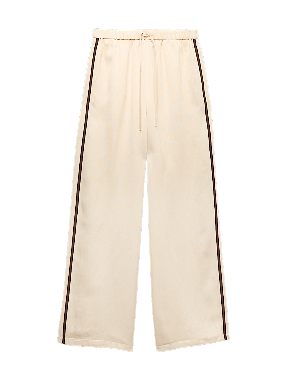 Side Stripe Wide Leg Trousers with Linen