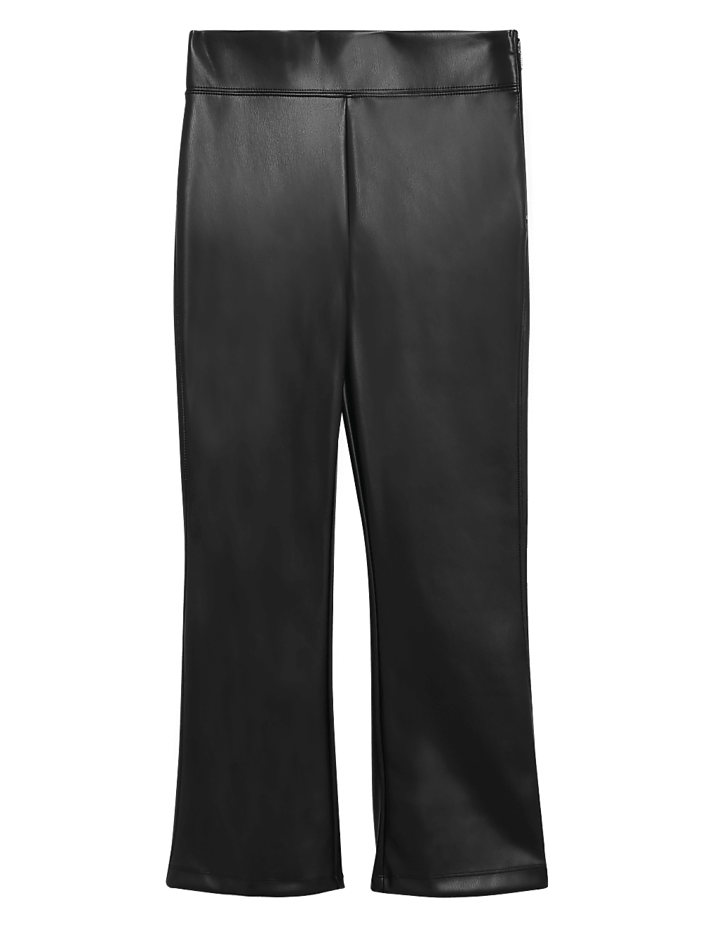 Leather Look Cropped Flared Leggings