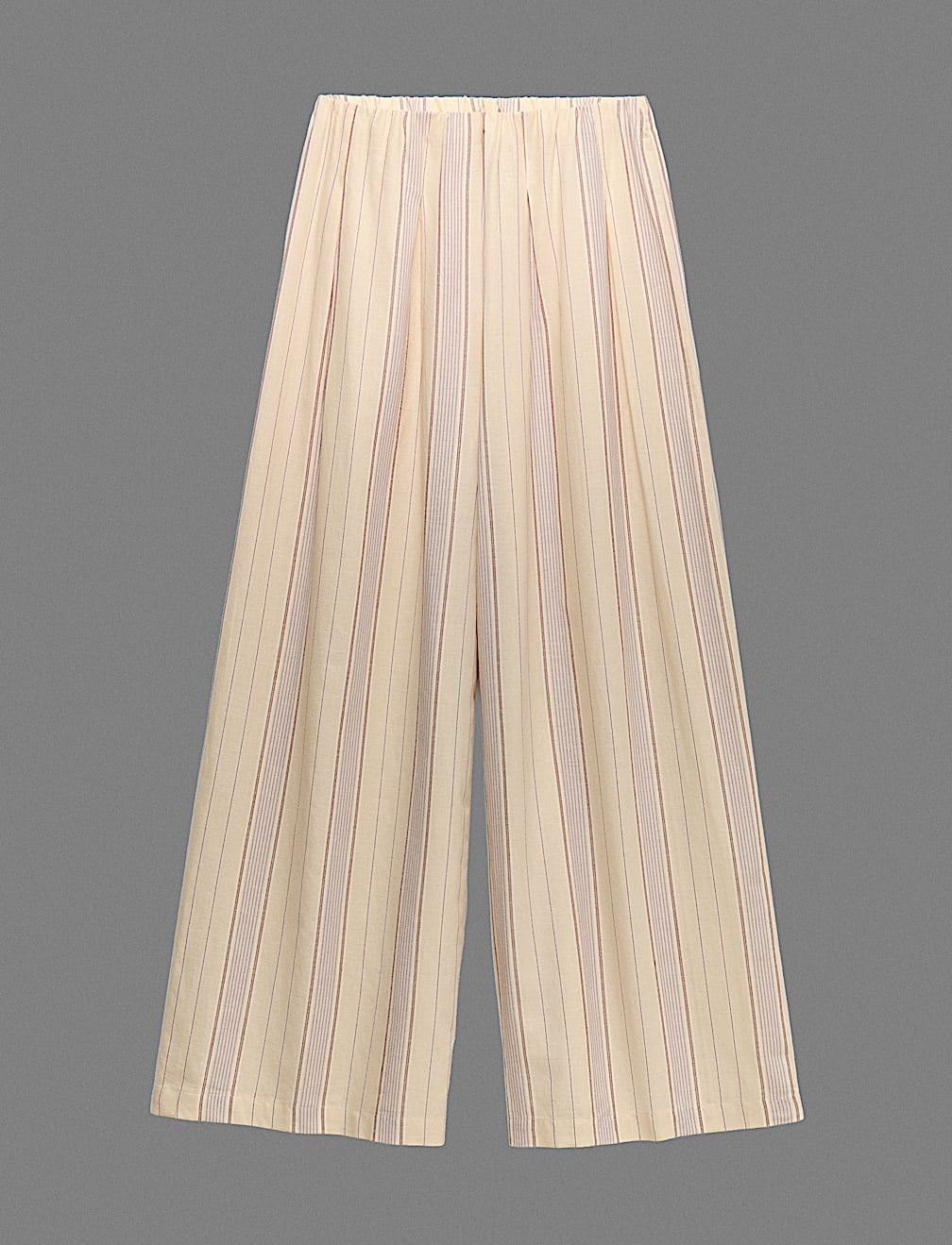 Striped Wide Leg Trousers with Linen