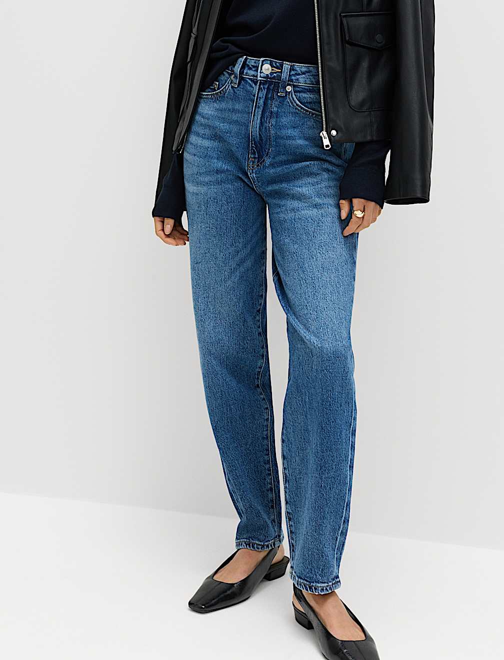 Mom High Waisted Ankle Grazer Jeans