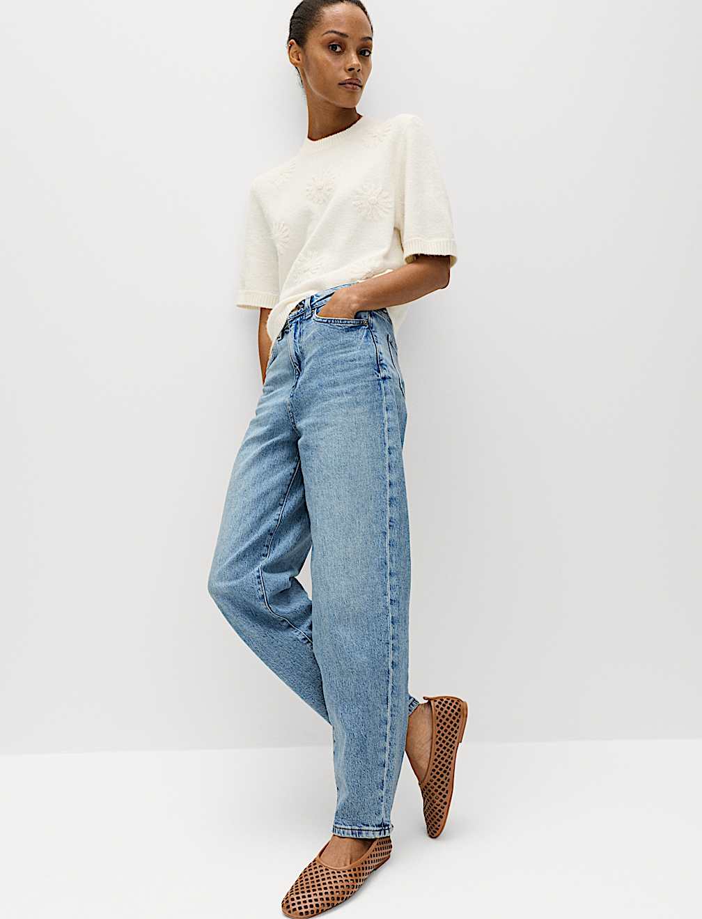 Mom High Waisted Ankle Grazer Jeans