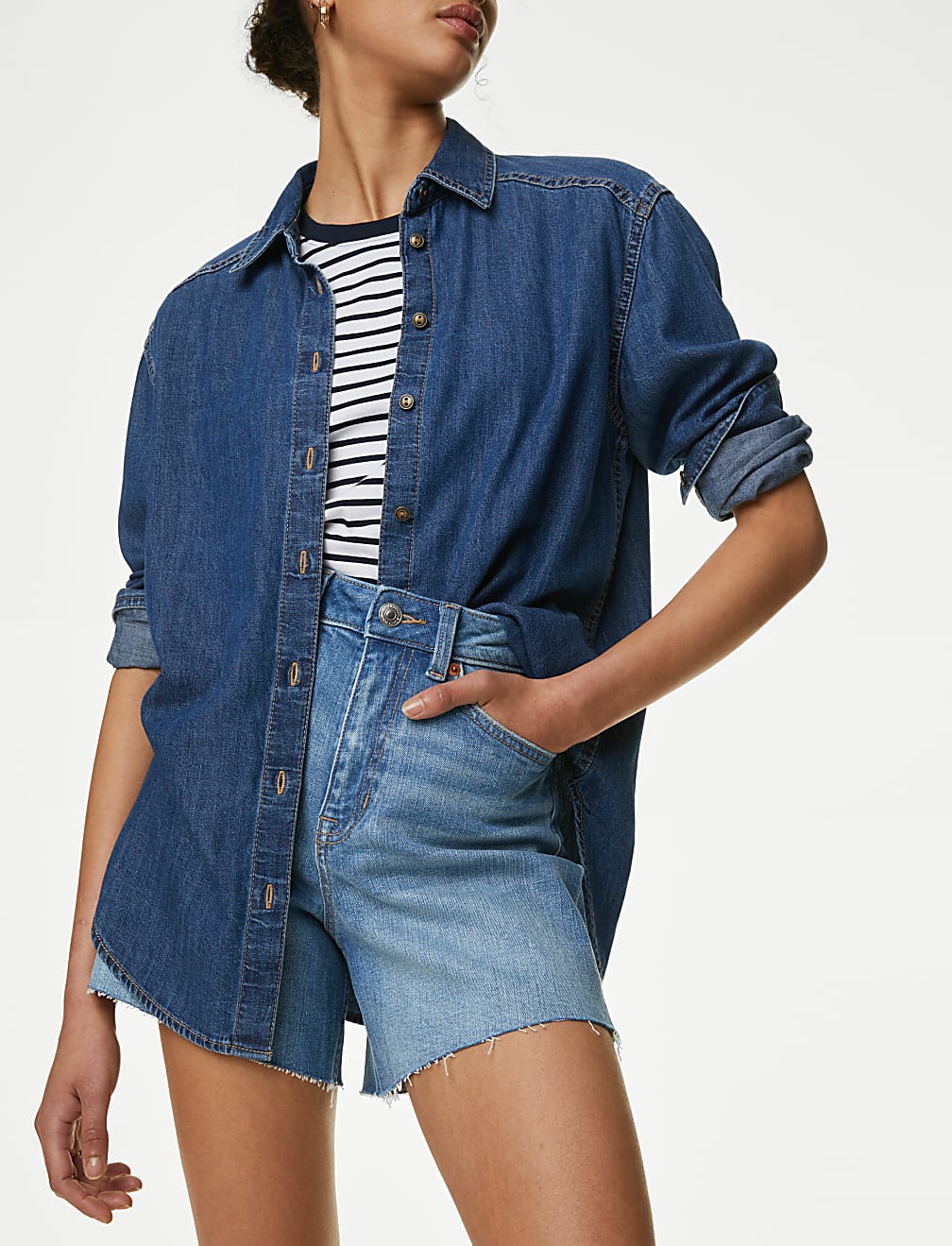 Denim High Waisted Mom Shorts