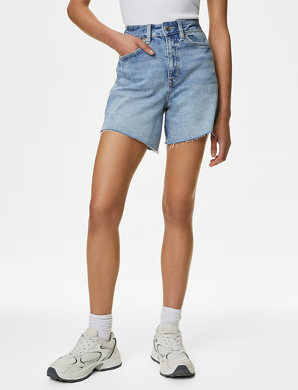 Denim High Waisted Mom Shorts