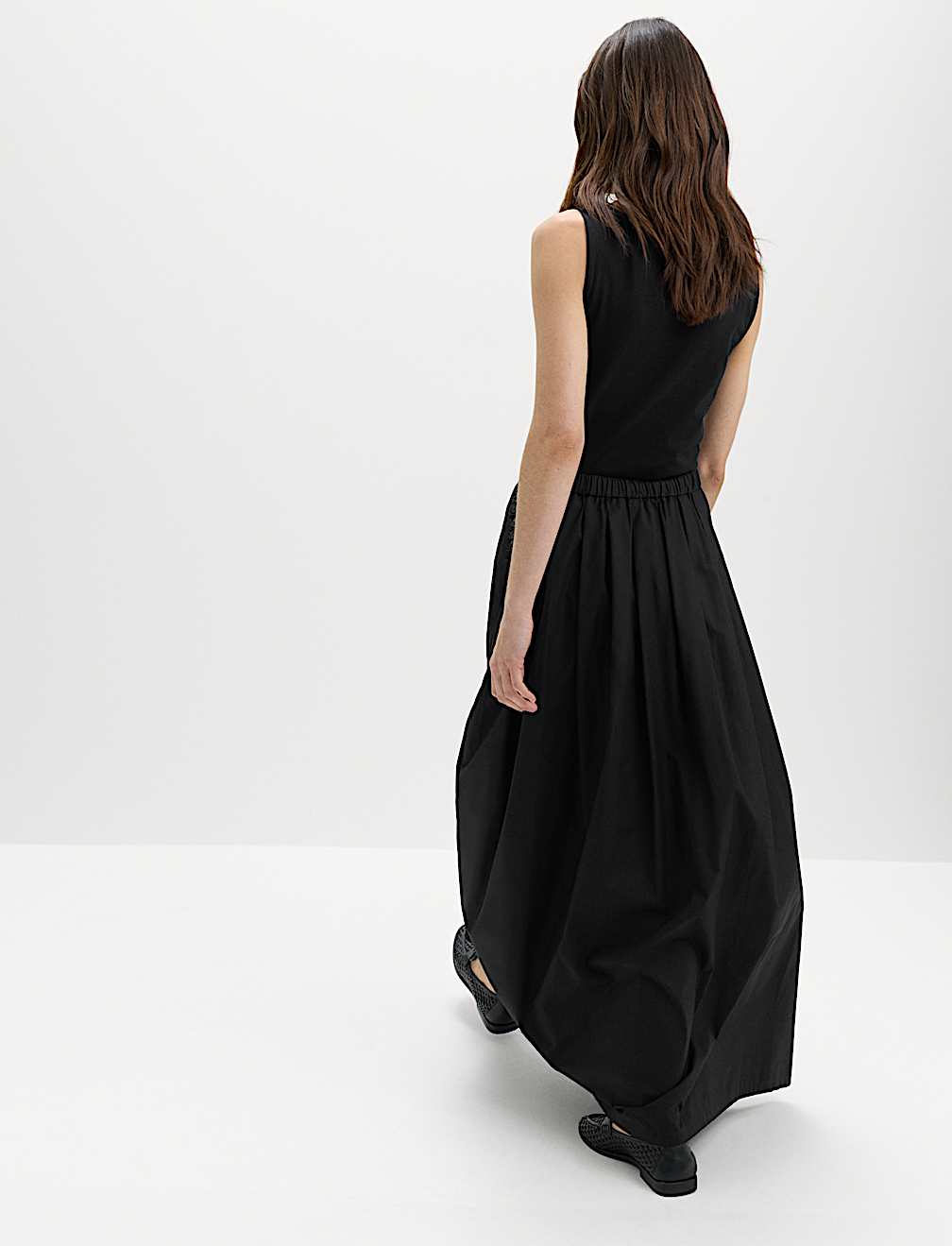 Pure Cotton Pleated Maxi Skirt