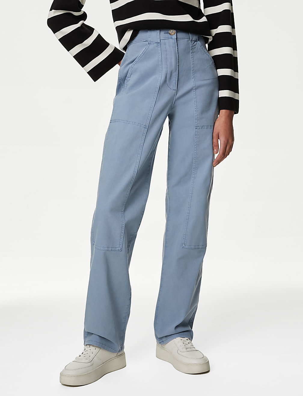 Cotton Rich Relaxed Straight Trousers