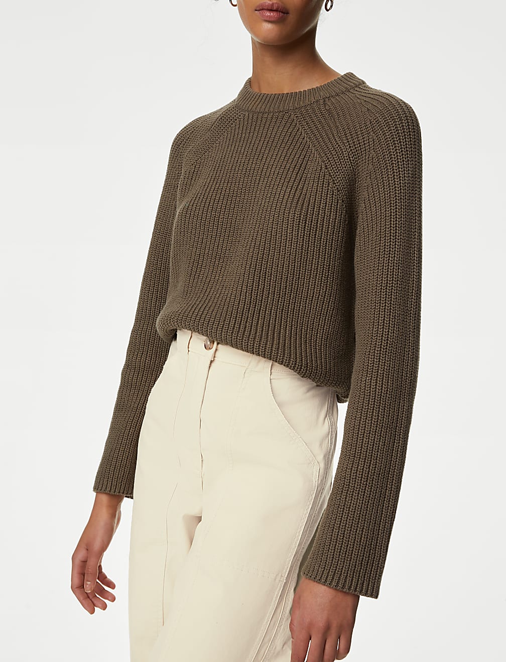 Cotton Rich Relaxed Straight Trousers
