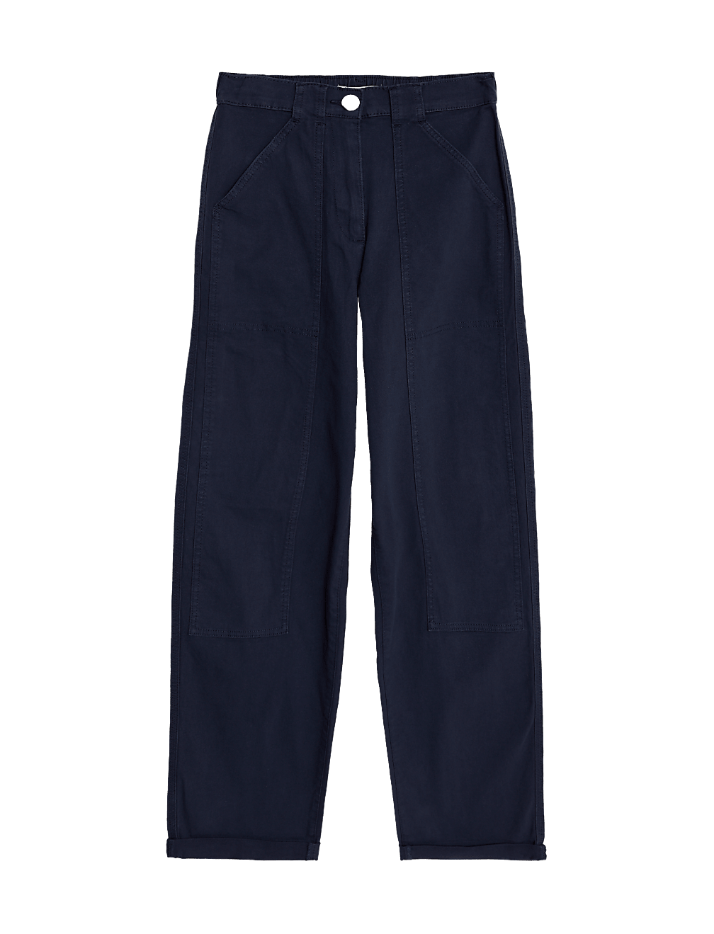 Cotton Rich Relaxed Straight Trousers