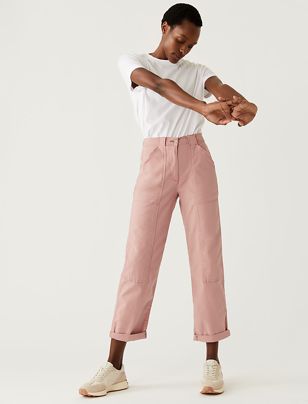 Cotton Rich Relaxed Straight Trousers
