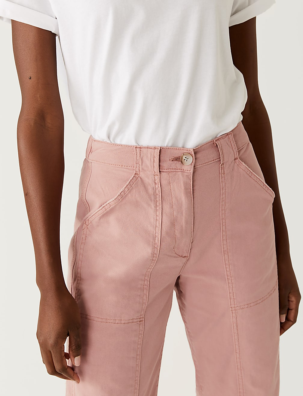 Cotton Rich Relaxed Straight Trousers