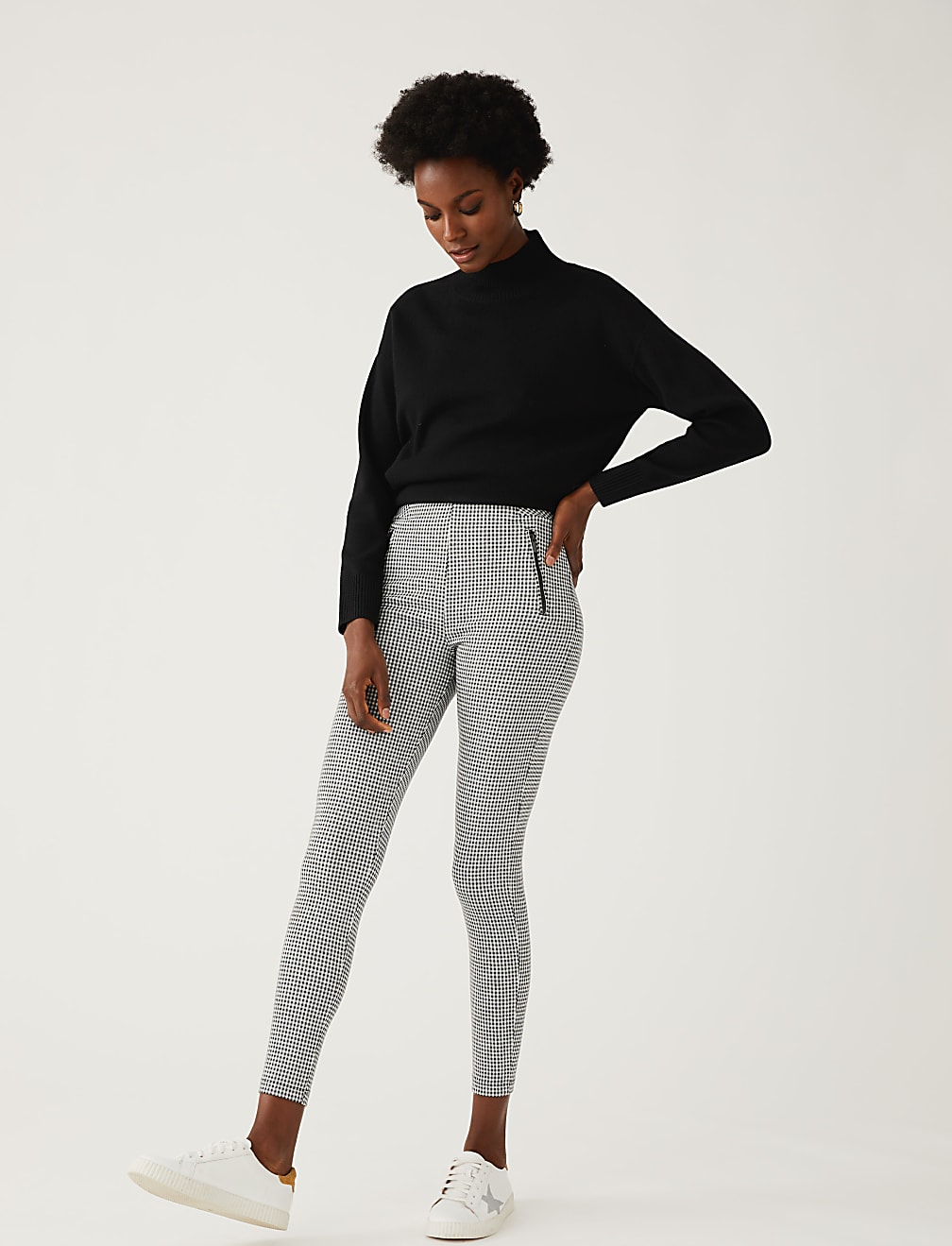 Checked High Waisted Leggings