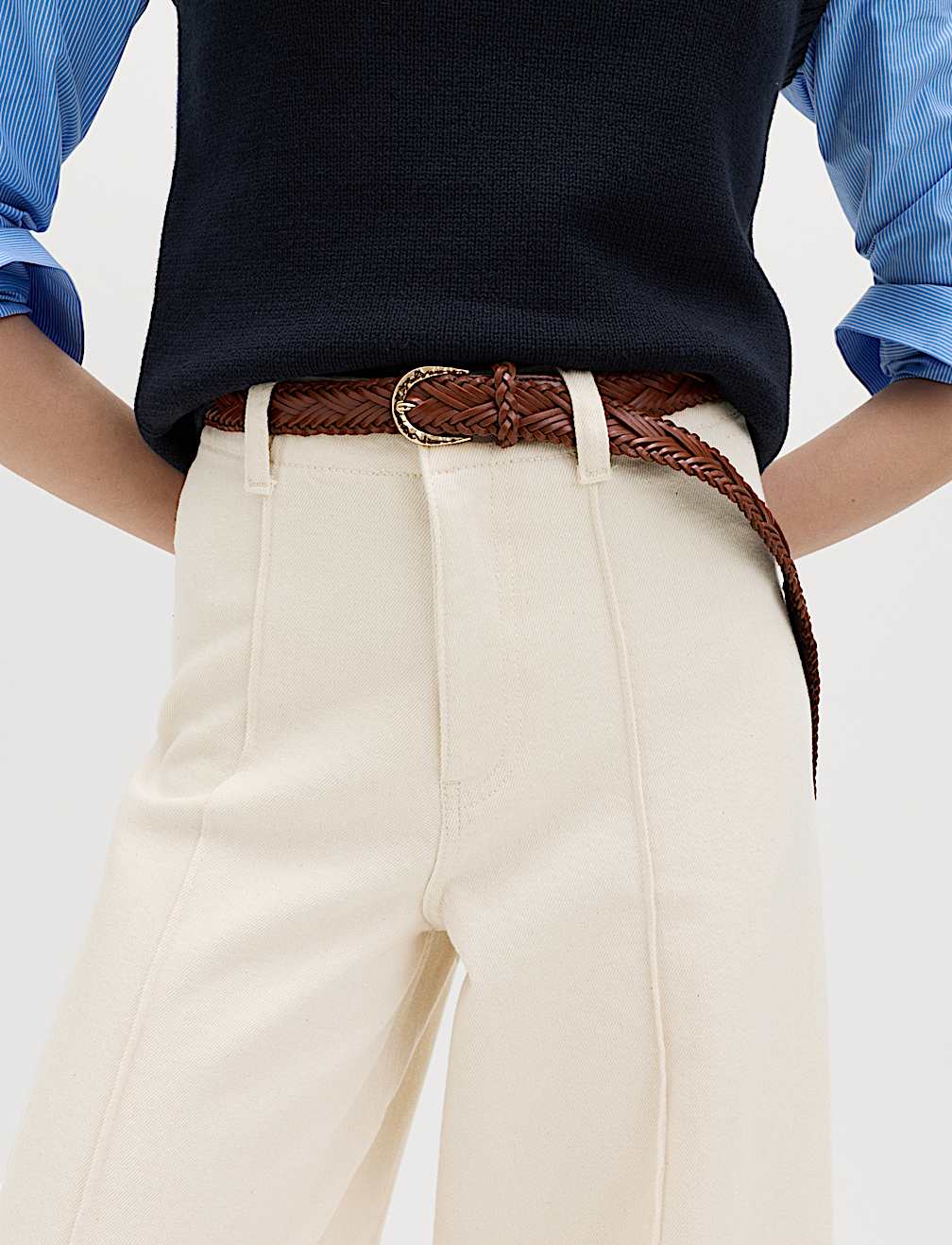 Pintuck Wide Leg Ankle Grazer Jeans