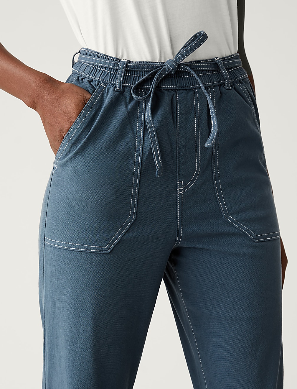 Cotton Rich Contrast Stitch Slim Fit Joggers