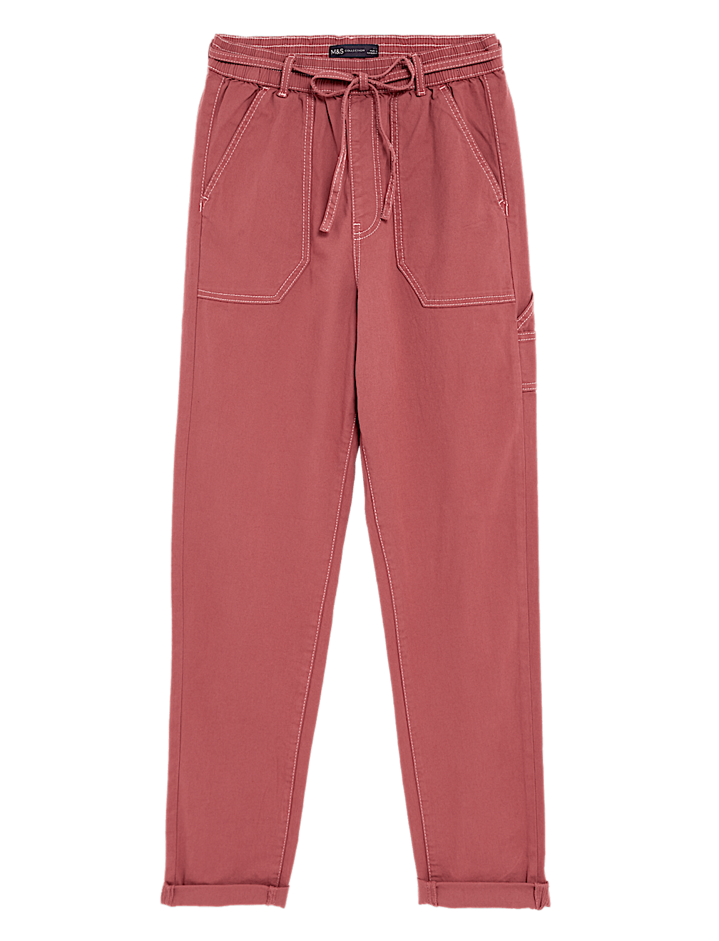 Cotton Rich Contrast Stitch Slim Fit Joggers