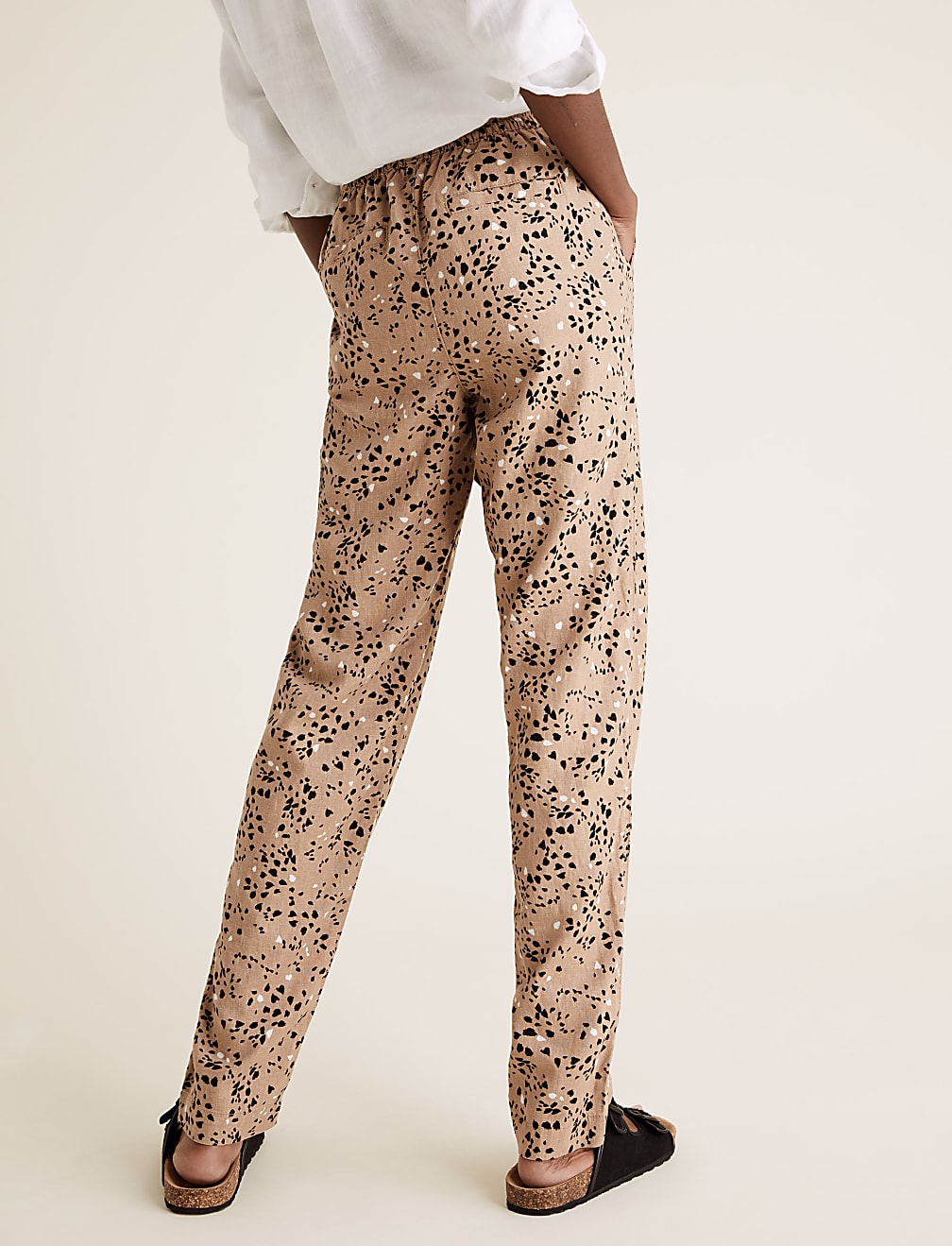 Flax Linen Mix Printed Regular Fit Trouser