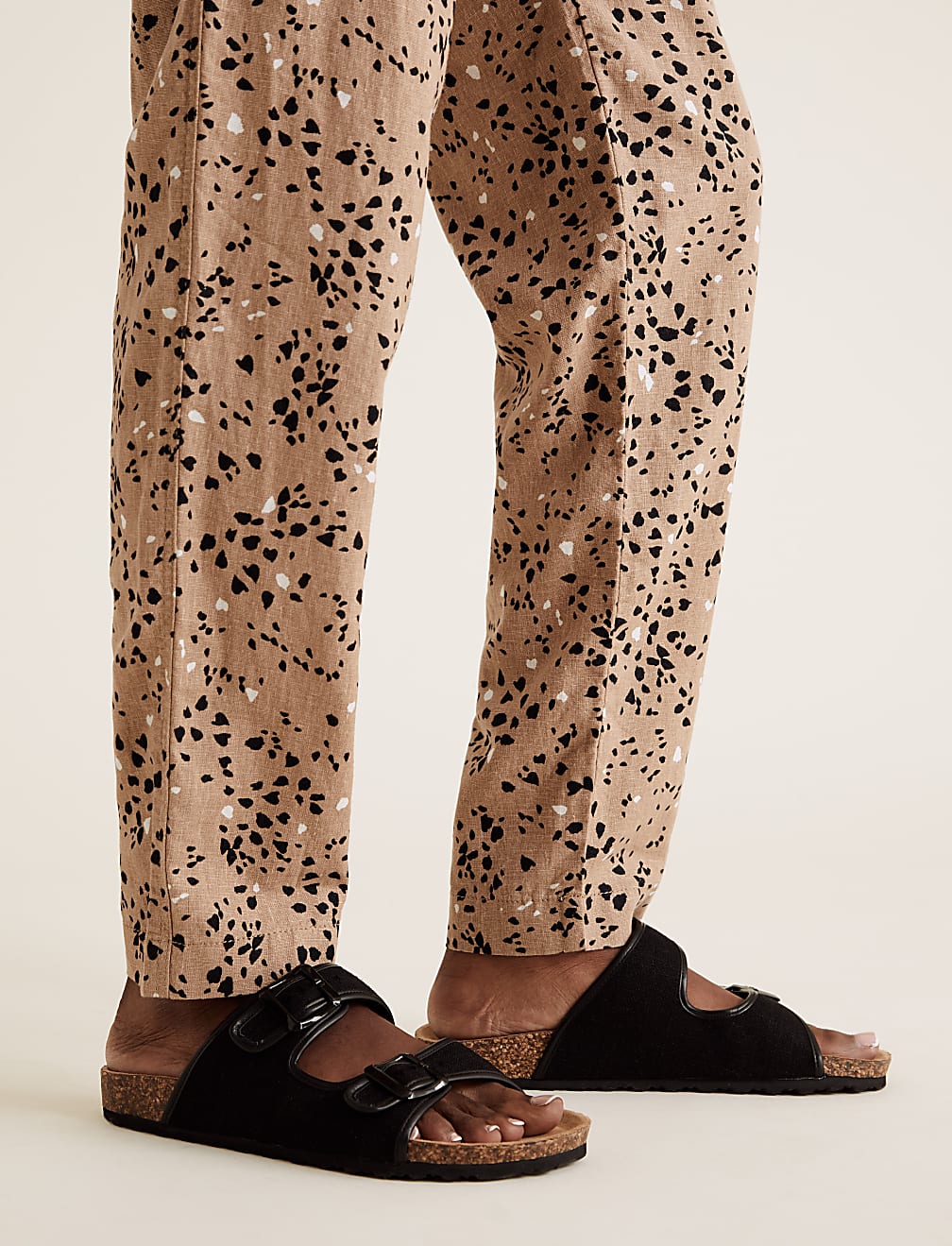 Flax Linen Mix Printed Regular Fit Trouser