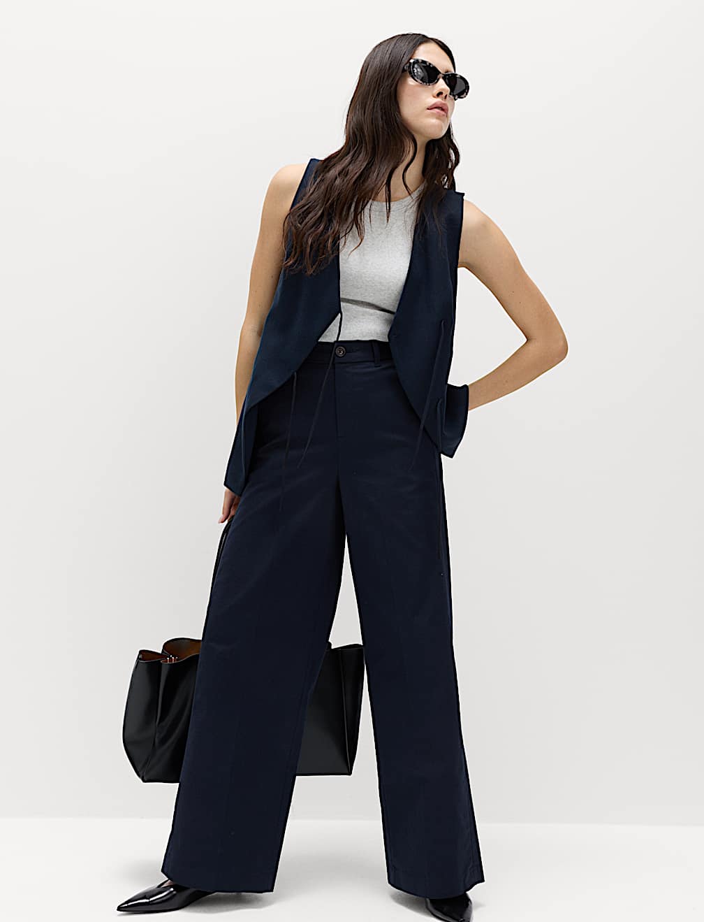 Cotton Rich Wide Leg Chinos