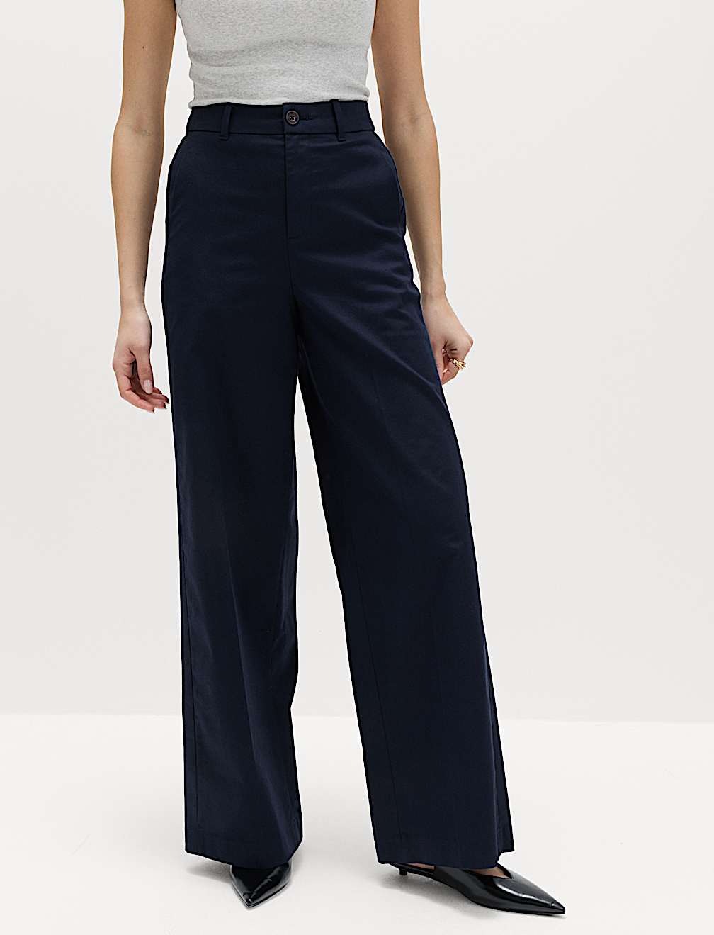 Cotton Rich Wide Leg Chinos