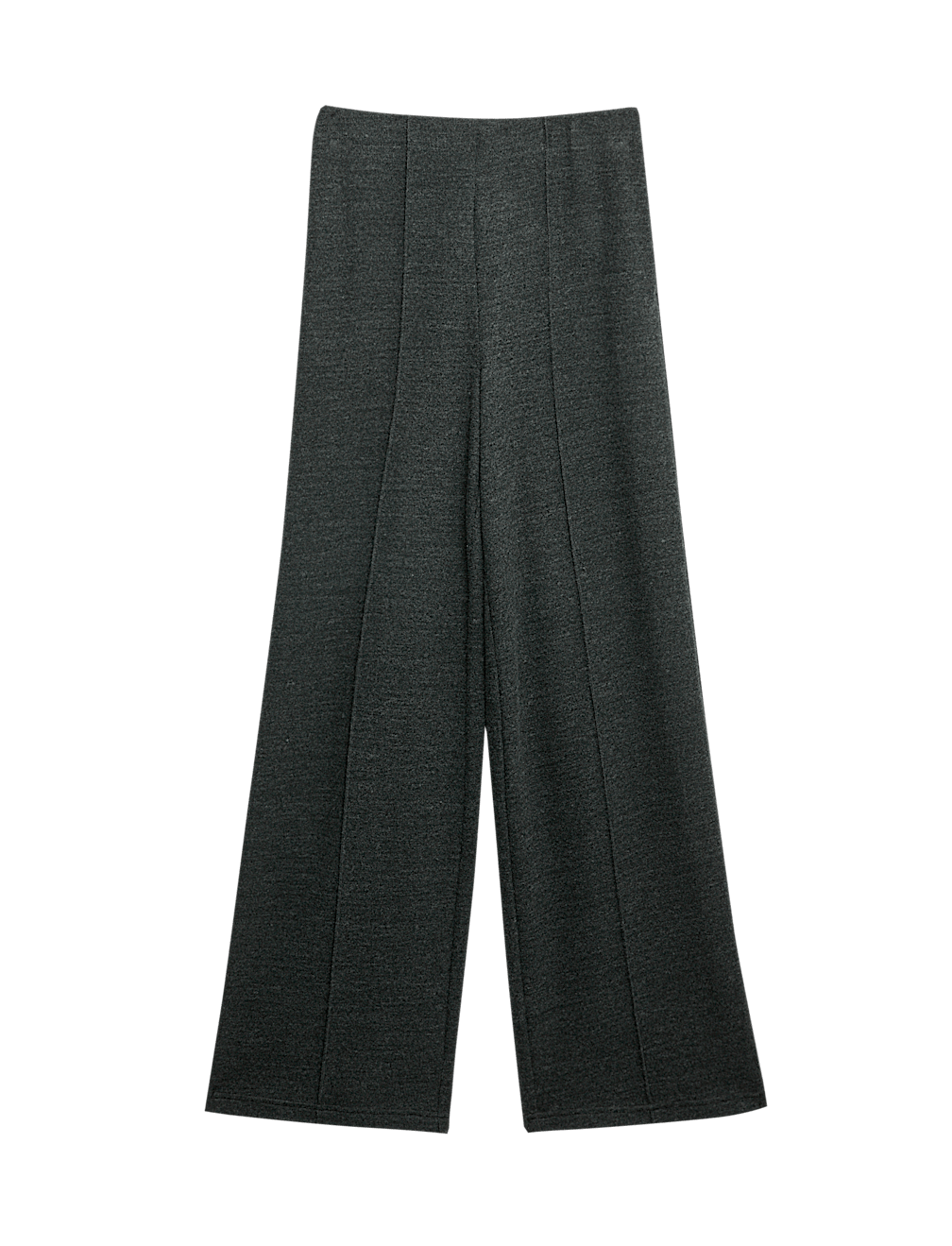 Cotton Blend Cosy Rib Pintuck Wide Leg Trousers