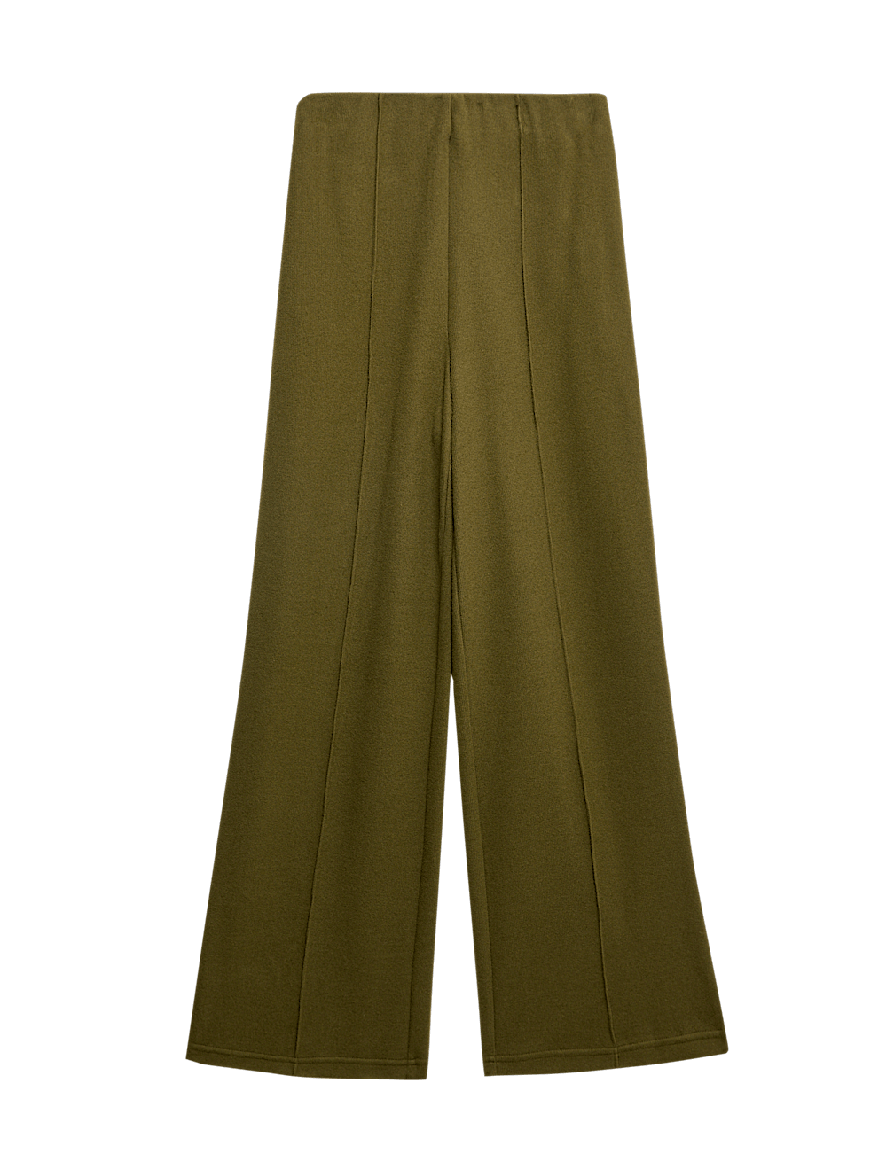 Cotton Blend Cosy Rib Pintuck Wide Leg Trousers