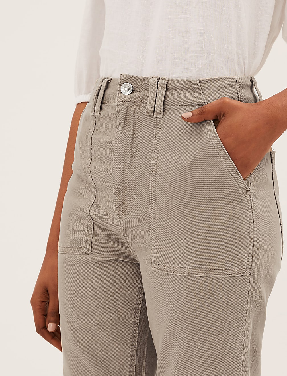 Utility Raw Hem Straight Leg Jeans