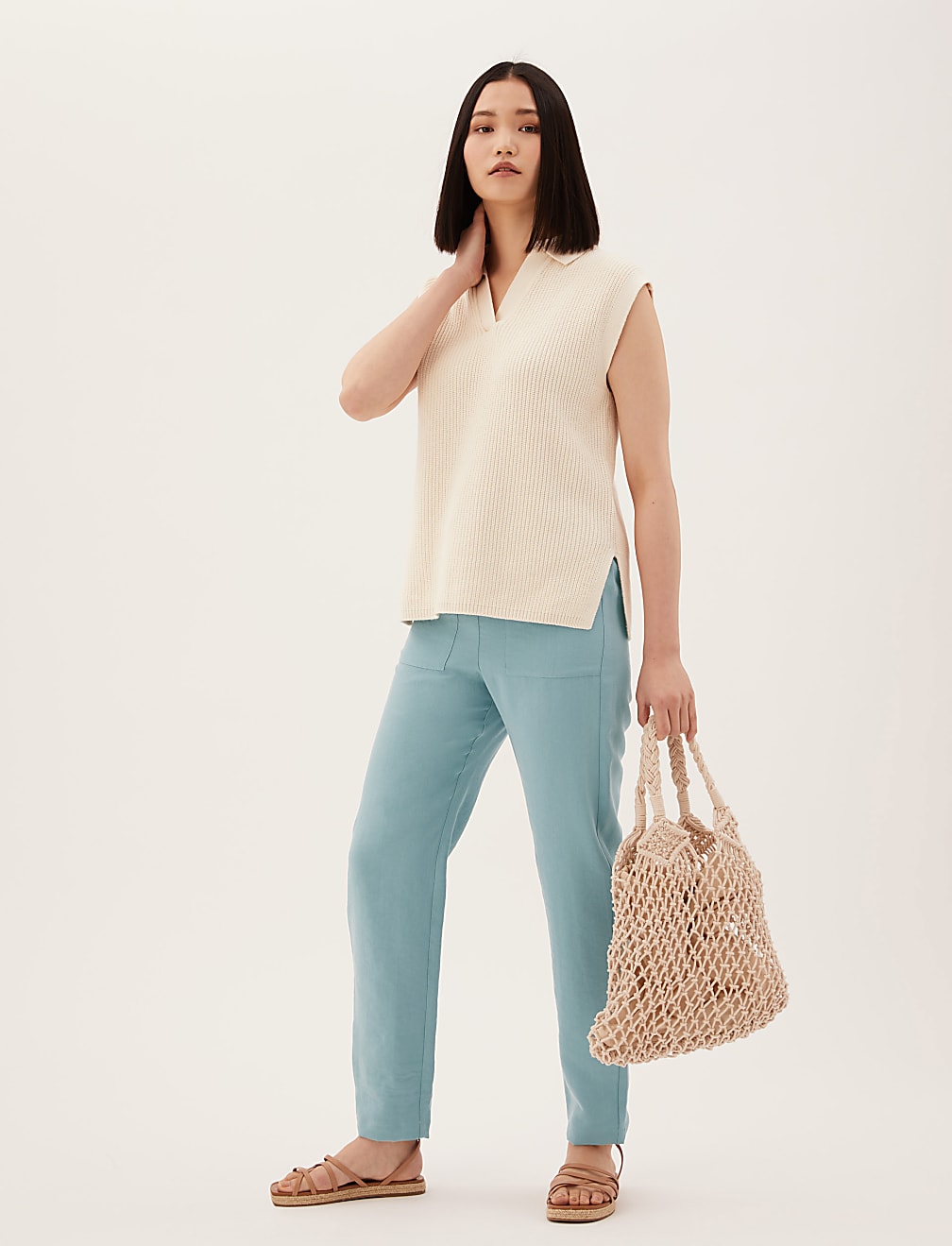 Tencel™ Rich Tapered Ankle Grazer Trousers