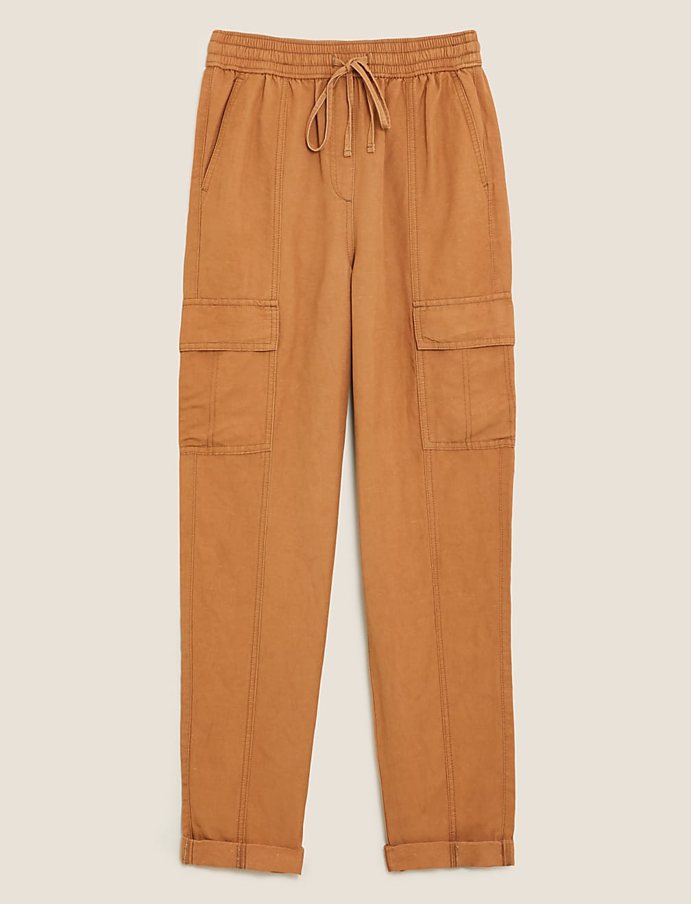 Linen Tencel Cargo Tapered Trouser