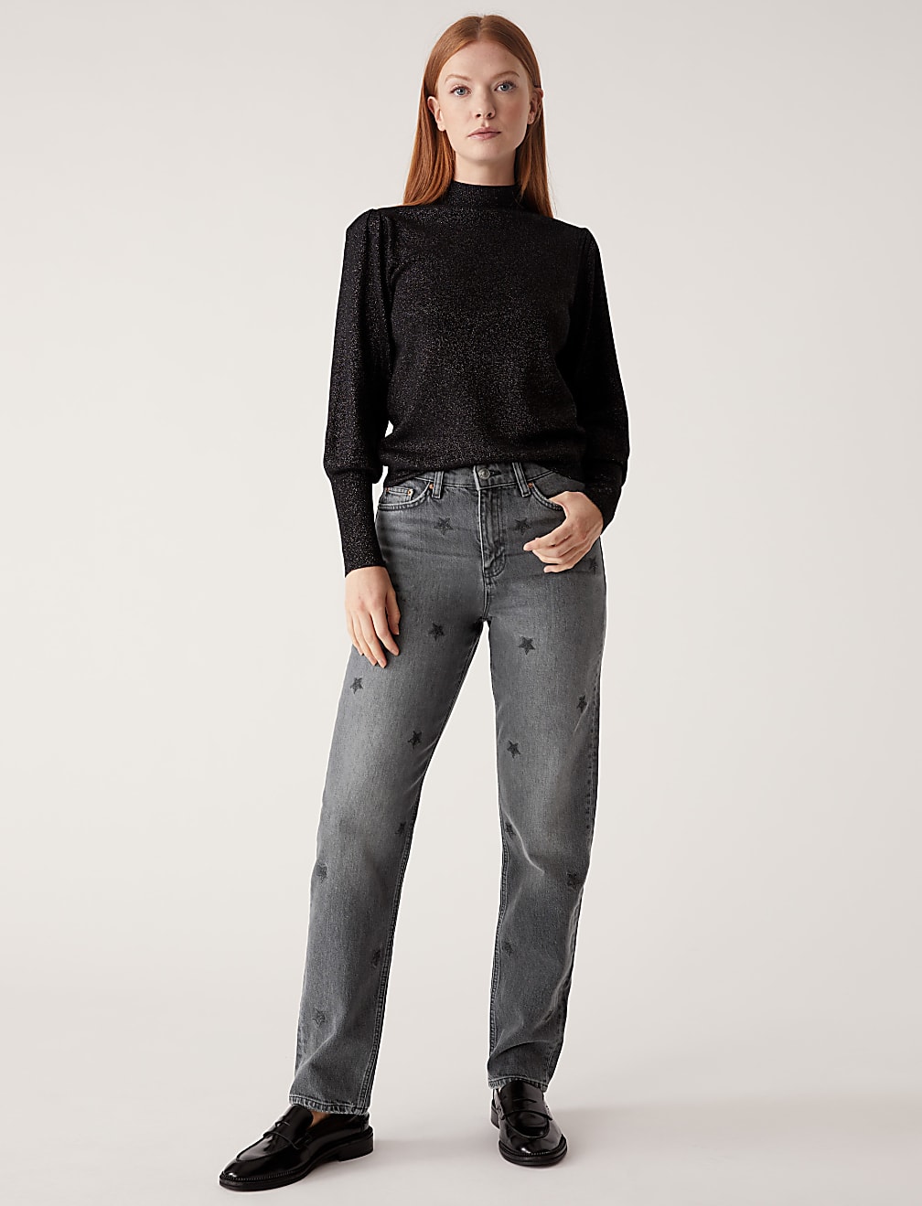 Boyfriend Embroidered Ankle Grazer Jeans