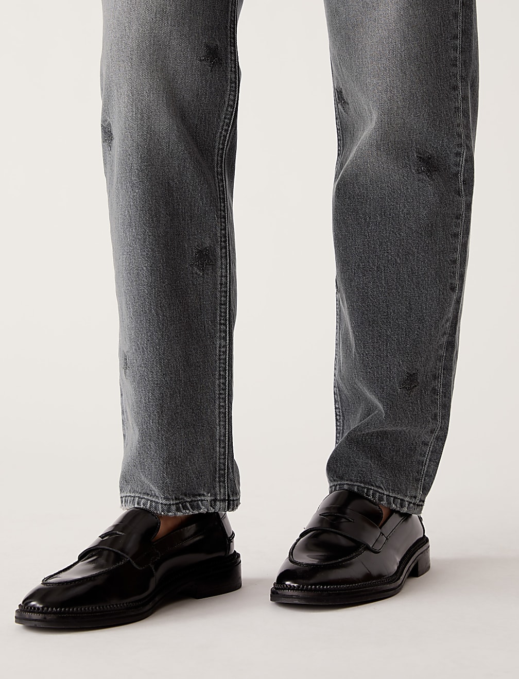 Boyfriend Embroidered Ankle Grazer Jeans